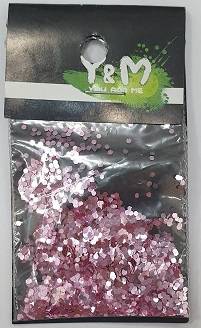 Блестки для дизайна ногтей крупные (пакет) Y&M, розово-лиловый