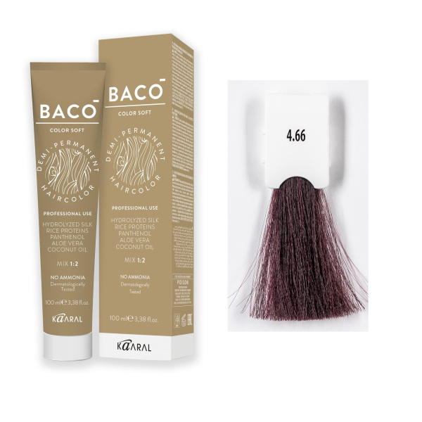 Kaaral Baco Color Soft Крем-краска для волос 4/66 средний коричневый красный насыщенный, 100мл