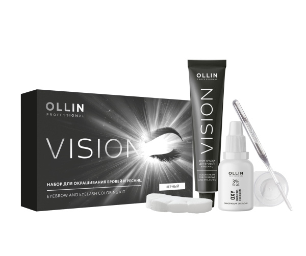 Ollin Vision Крем-краска для бровей и ресниц Черный (black) в наборе 20мл