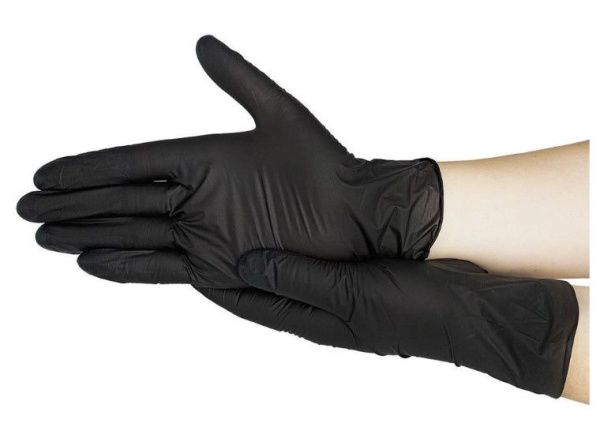 Перчатки нитриловые (S)  Ecolat черные, 50 пар