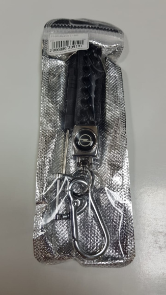 Брелок для ключей автомобиля Opel, экокожа черная плетеная, сталь (Опель)