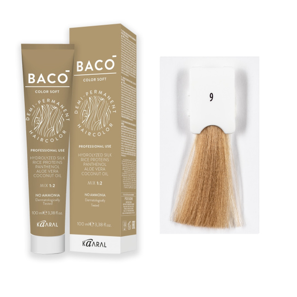 Kaaral Baco Color Soft Крем-краска для волос 9/ очень светлый блондин, 100мл