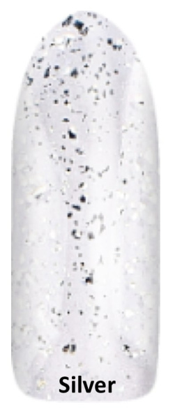 IQ Beauty Prolac Финишное покрытие для лака глянцевое с серебряной поталью для лака Potal glossy top Silver 12,5мл