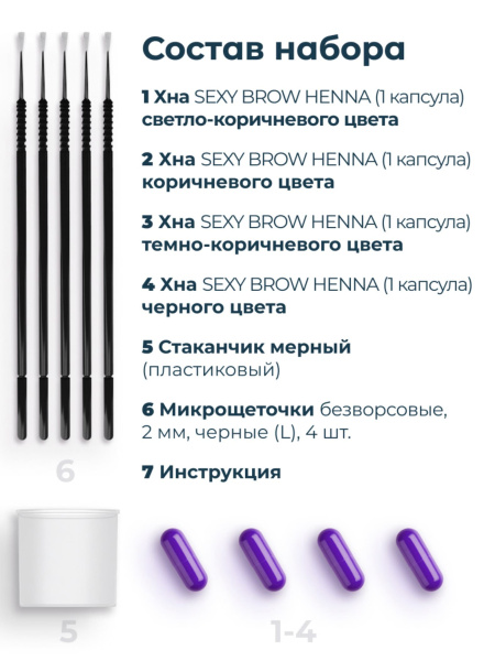 Innovator Cosmetics Набор для домашнего использования Sexy Brow Henna (4 капсулы) цвет микс