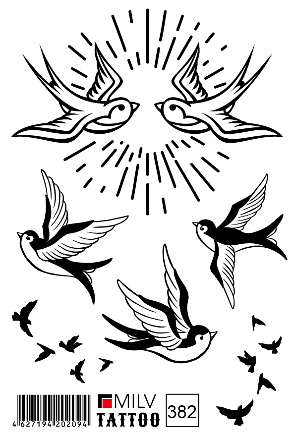 Тату временное цветное 382 (10*15) Milv, 1шт