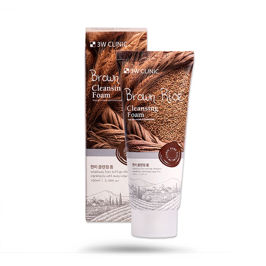 3W CLINIC Пенка для умывания с коричневым рисом Brown Rice Cleansing Foam 100мл