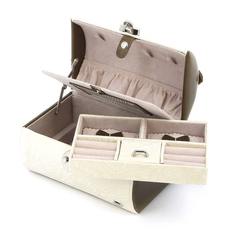 Шкатулка для украшений Dewal WG041B (18.2х13х12 см) бело-золотистый