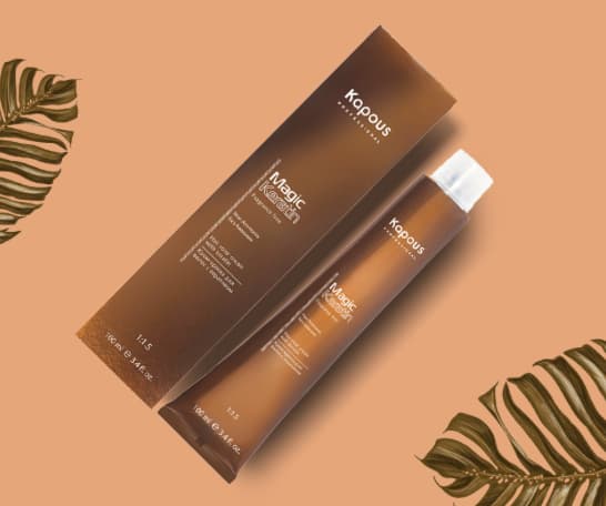 Kapous Professional Крем-краска Magic Keratin для окрашивания волос 7/44 интенсивный медный блонд 100мл
