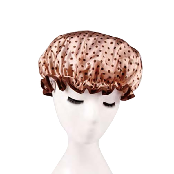 Harizma Шапочка для душа и химии в горошек коричневая с оборкой