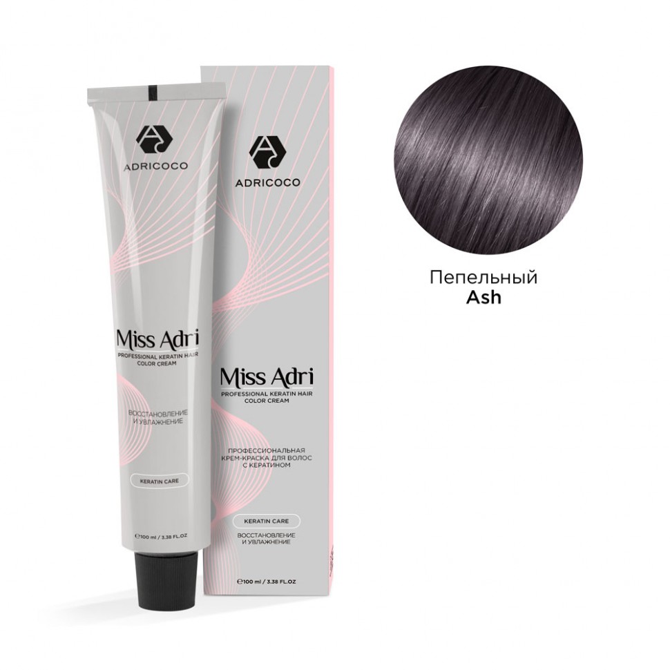Adricoco Miss Adri Color Cream Крем-краска для волос корректор пепельный 100мл