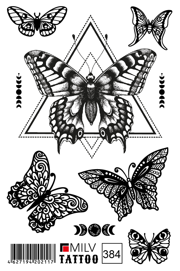 Тату временное цветное 384 (10*15) Milv, 1шт