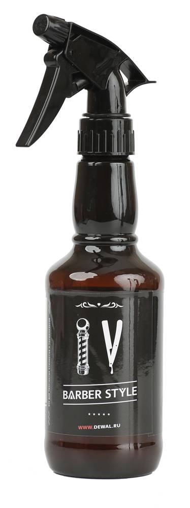 DEWAL Распылитель для волос парикмахерский пластиковый (пульверизатор для воды) BARBER STYLE коричневый 350мл