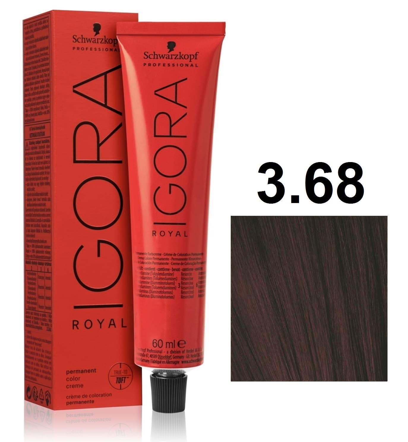 Schwarzkopf Igora Royal Крем-краска для волос 3/68 темно-коричневый шоколадный красный 60мл