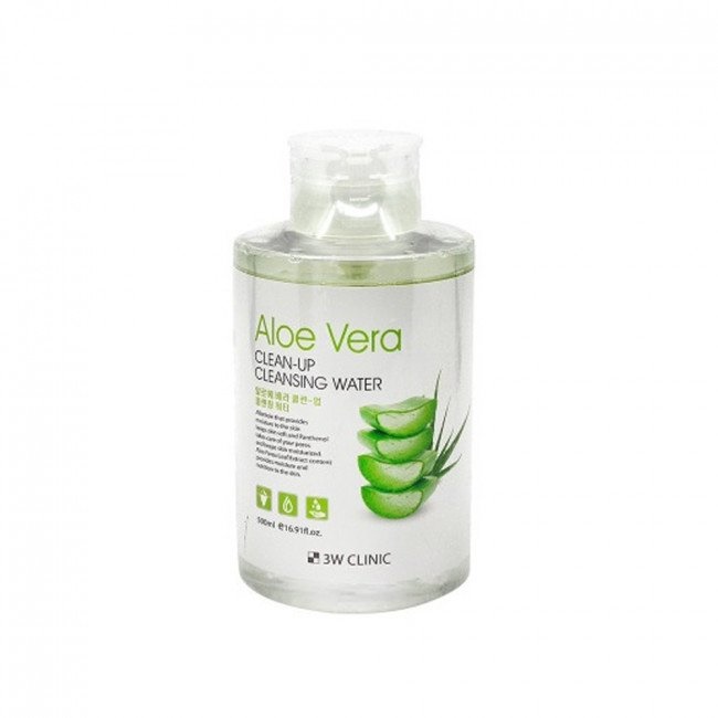3W CLINIC Вода мицилярная с Алоэ Clean-Up Cleansing Water Aloe 500мл