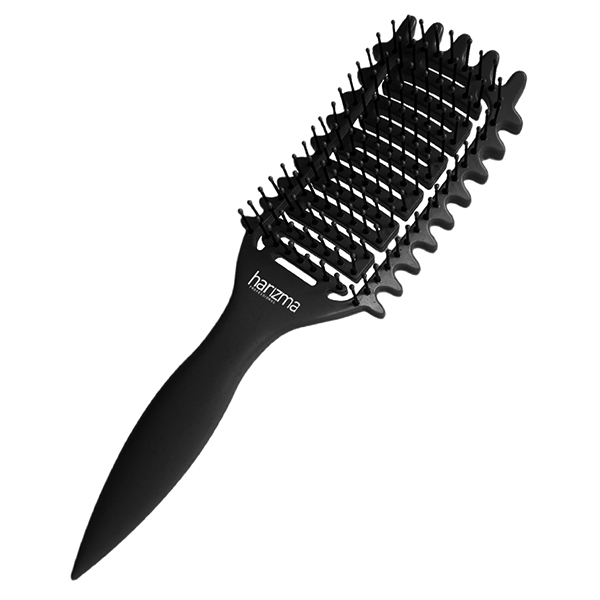 Щетка массажная Nylon 9 рядов из ЭКО пластика с добавлением соломенного волокна черная