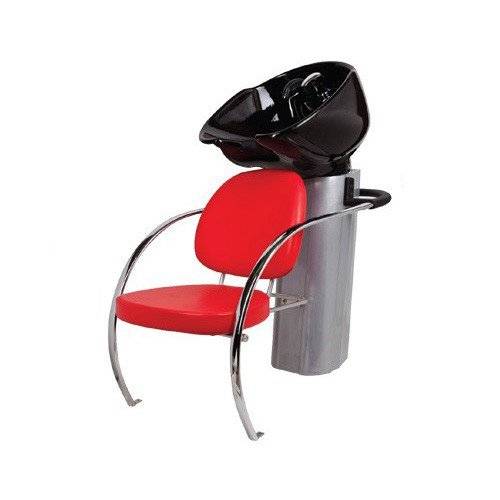 Мойка парикмахерская с креслом B01 красное, раковина черная