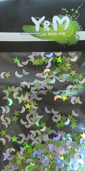 Конфетти для дизайна ногтей Звезды и Луна (пакет) Y&M, зеленый