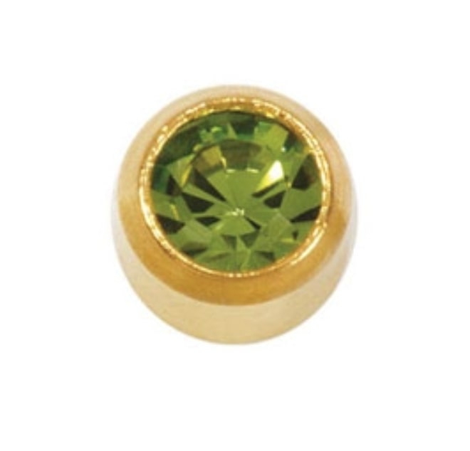 Studex Медицинские серьги для прокола ушей 208L (Хризолит 4мм) покрытие позолота, крепление камня завальцованный, размер большой