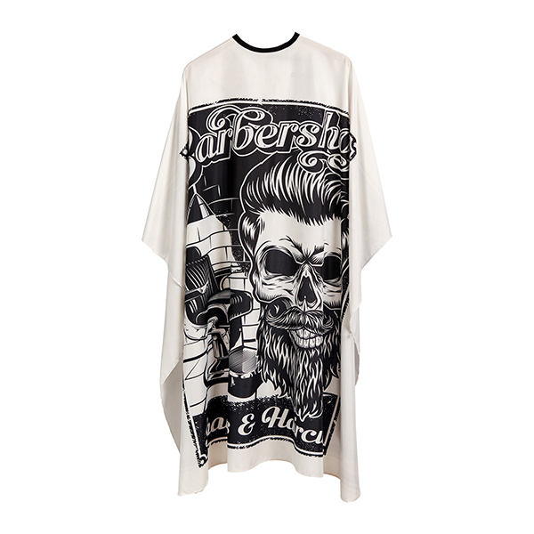 Пеньюар парикмахерский Harizma Barber Skull на липучках белый 140х160см