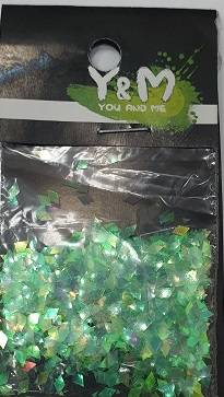 Конфетти д/дизайна ногтей Ромб большой (пакет) Y&M, зеленый неон
