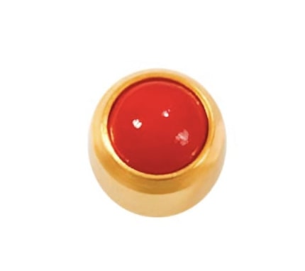 Studex Медицинские серьги для прокола ушей 303R (Красный Коралл 3мм) покрытие позолота, крепление камня завальцованный, размер средний