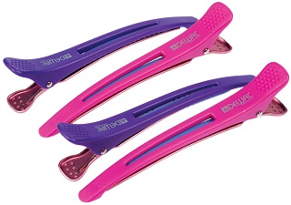 Зажим для волос парикмахерский Dewal Уточка пластиковый с силиконовой вставкой фиолетово розовый  11,5 см (1 шт)