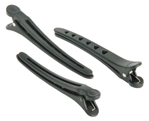 Зажим для волос парикмахерский Dewal Уточка пластиковый черный 12 см (1 шт)