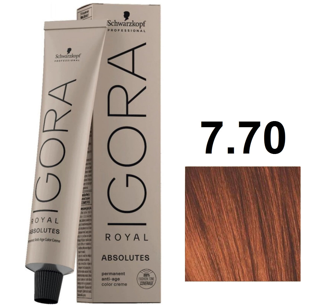 Schwarzkopf Igora Royal Absolute Крем-краска для волос 7/70 средний русый медный натуральный 60мл