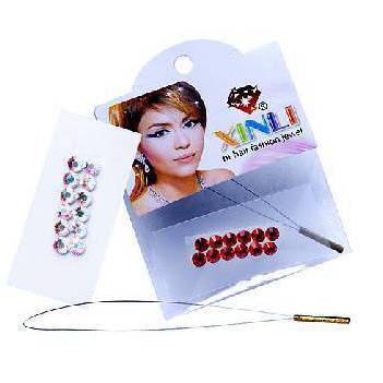 Стразы для волос на силик. основе (12 шт), ассортим.