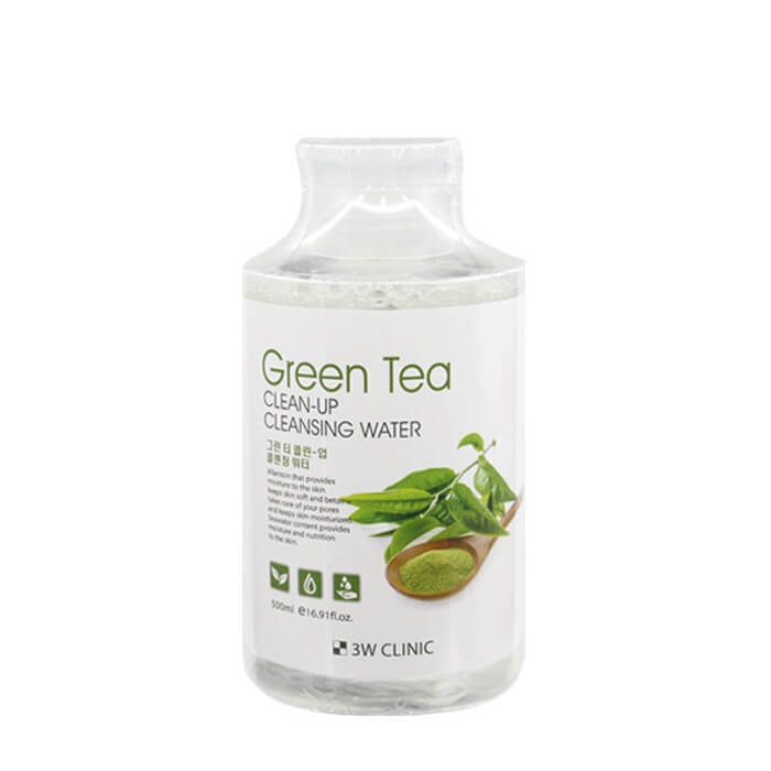 3W CLINIC Вода мицилярная с зеленым чаем Clean-Up Cleansing Water Green Tea 500мл