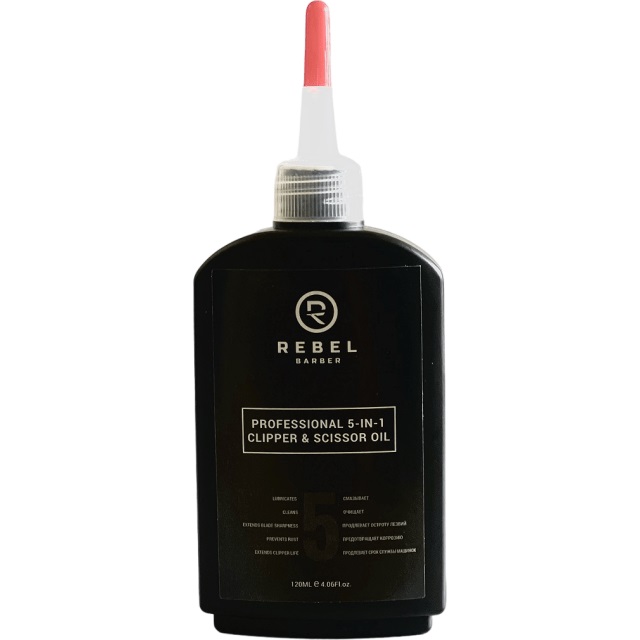 Профессиональное масло для машинок и ножниц
REBEL BARBER 5-в-1 120 мл