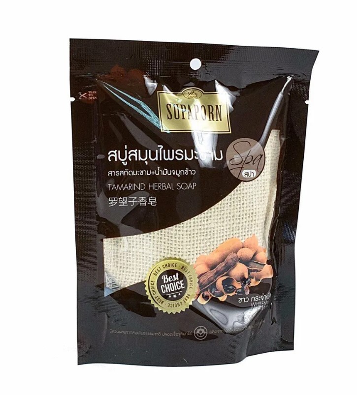 SUPAPORN СПА-мыло в мешочке из люфы Тамаринд Tamarind Herbal Soap 70гр