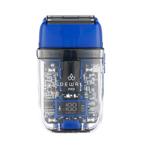 DEWAL PRO Шейвер для проработки контуров/бороды BARBER STYLE NEON BLUE, аккумулятор, 7000об/мин,2 бреющих головки