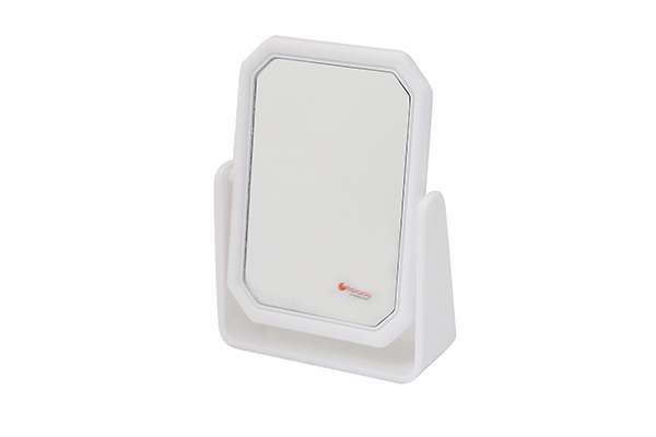 Зеркало настольное 2-стороннее прямоугольное с подставкой, 2 кратное увеличение, 14,3х19 см, белое