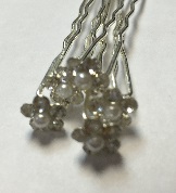 Шпилька для волос 030 (02) жемчуг+стразы, белые