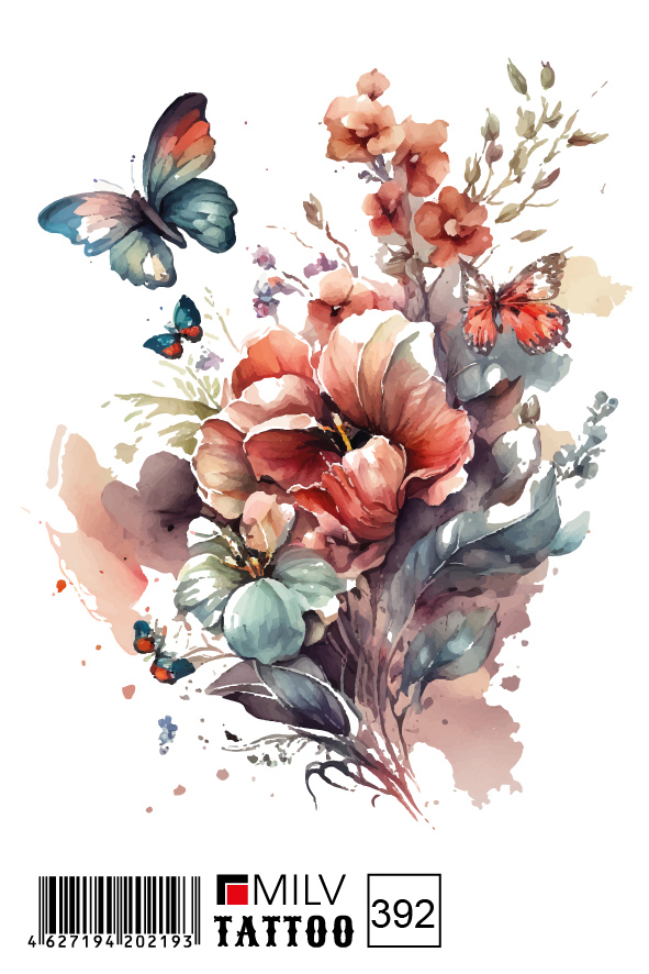 Тату временное цветное 392 (10*15) Milv, 1шт