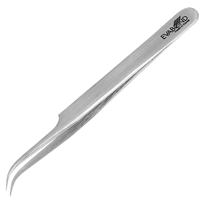 Evabond Пинцет для наращивания ресниц изгиб С-1 (11,5см) заводская заточка