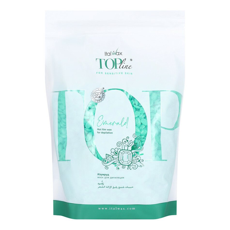 Italwax Воск-гранулы горячий, пленочный для депиляции Top Line Emerald (Изумруд) 750гр