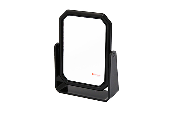 Зеркало настольное 2-стороннее прямоугольное с подставкой, 2 кратное увеличение, 14,3х19 см, черное
