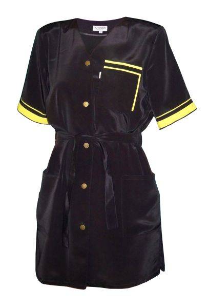 Халат для парикмахера черный с желт. каймой L