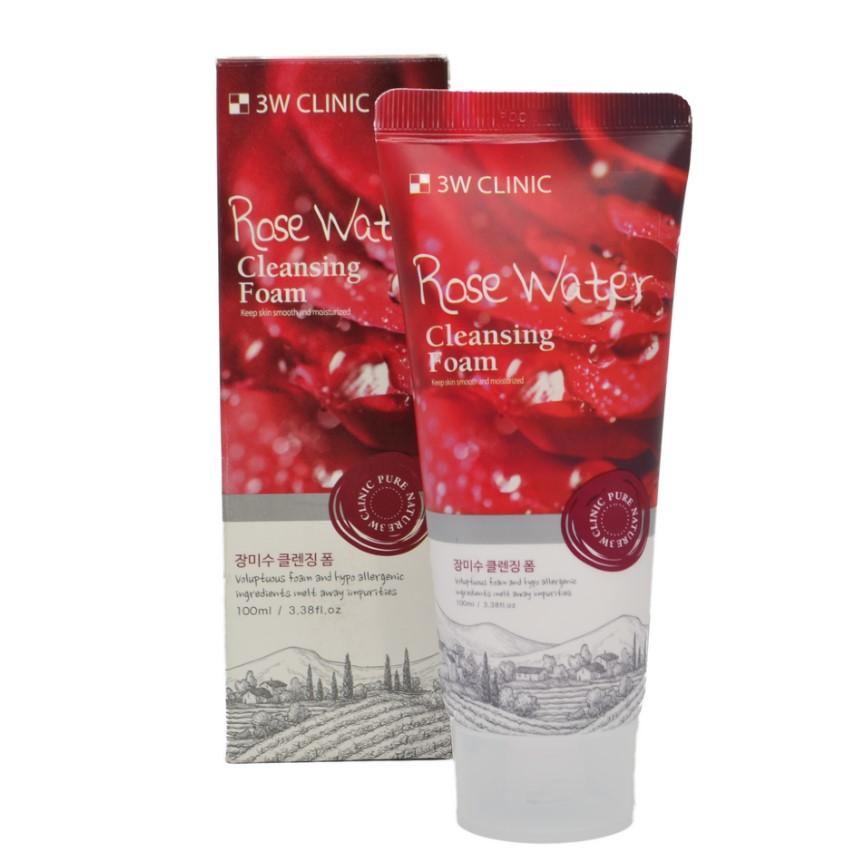 3W CLINIC пенка для умывания с розой Rose Water Cleansing Foam 100мл