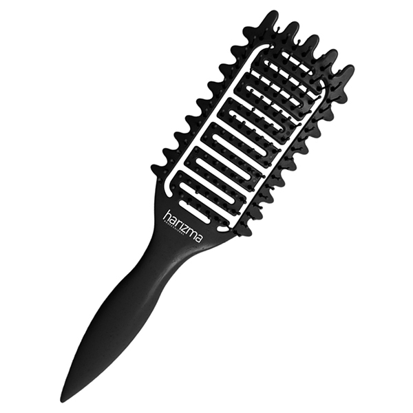 Щетка массажная Nylon 9 рядов из ЭКО пластика с добавлением соломенного волокна черная