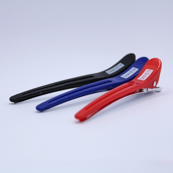 Зажим для волос парикмахерский SAMYE78 Уточка пластиковыйовый с металлическим основанием цветной 10 см (1 шт)