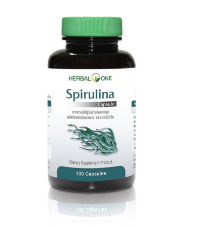 Herbal One Spirulina Тайские капсулы для иммунитета, нормализации обмена веществ 100 шт