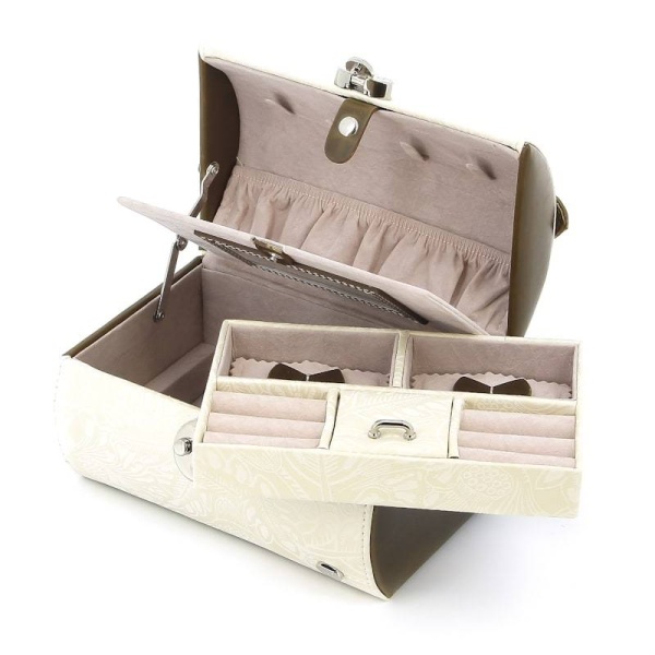 Шкатулка для украшений Dewal WG041B (18.2х13х12 см) бело-золотистый