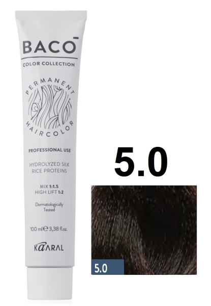 Kaaral Baco Permament Крем-краска для волос 5/0 светлый каштан 100мл