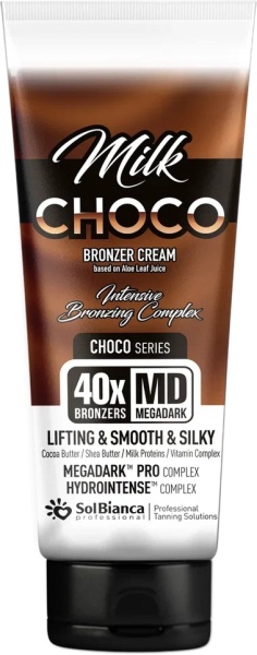 Solbianca Крем для загара Choco Milk с маслами какао, семян дерева ши, протеинами молока и витаминным комплексом (40 бронзаторов) 125мл