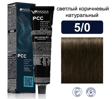 Indola Permanent Caring Color Крем-краска для волос 5/0 светлый коричневый натуральный 60мл