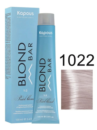 Kapous Professional Крем-краска для волос серии Blond Bar 1022 интенсивный перламутровый с экстрактом жемчуга, 100мл