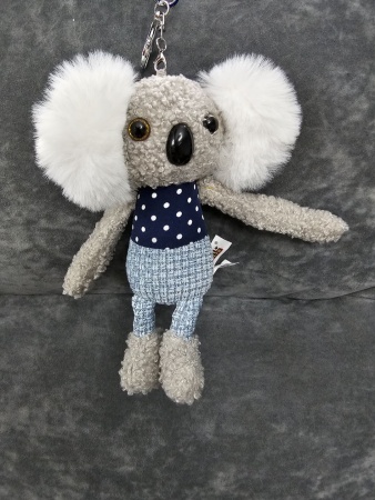 Брелок мягкая игрушка Коала серый/синяя кофта
